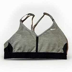 Nike Women's Indy Gray/Black LS Padded V-Neck Sports Bra (CZ4456-084) Size Small